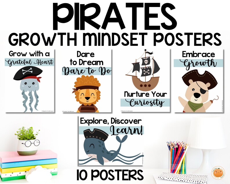 Pirates Themed Growth Mindset Posters Motivational Notes - Etsy