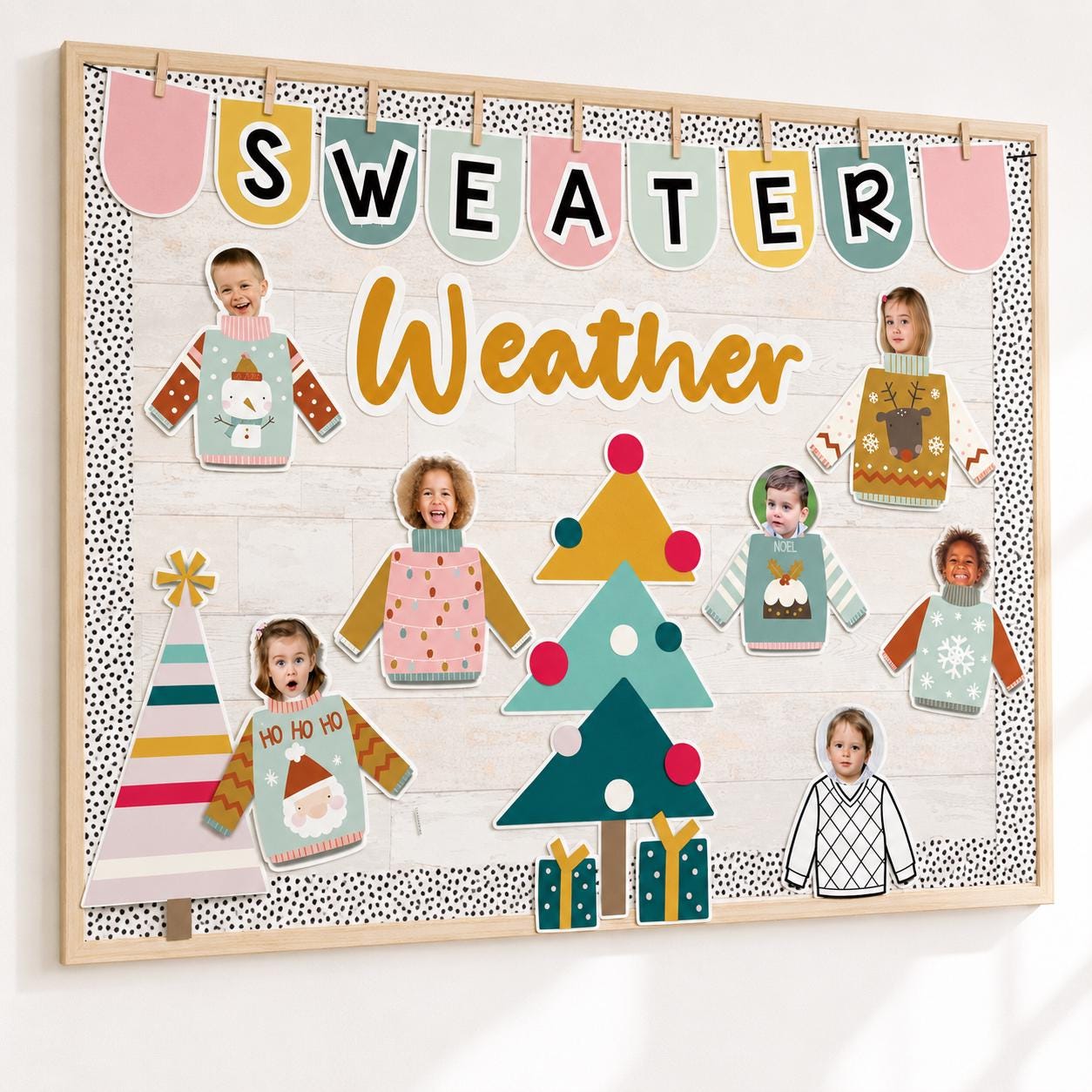 29 Creative Weather Crafts for Kids 9 Winter Bulletin Board Sweater Weather Classroom Decor Student Photo…