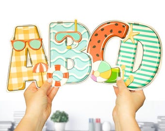 Summer Break Letters & Numbers for Bulletin Board / Classroom and Door Decor, Editable - PowerPoint + Canva Template, Printable Decor