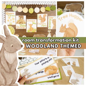 Woodland Quick Classroom Make-over Kit, prikbord, klasdecoratie, motiverende posters, toetsvoorbereiding, gedempt klaslokaal