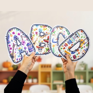 Letras y números para tablón de anuncios del Día de los Muertos / Alfabeto editable para la decoración del aula