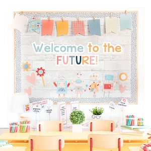 Robots and AI Back to School & Meet the Teacher Kit, Editable Welcome Bulletin Board and Classroom Decoration