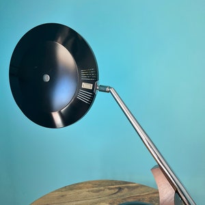 Vintage FASE 530 Rifle Desk Lamp - Spanish Industrial Design Icon from the 70s - Black and Wood - Fully Restored - Free Plug Adapter