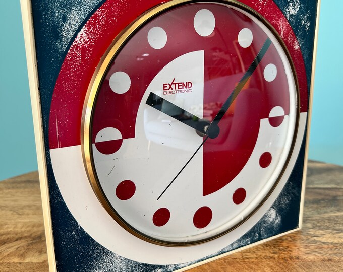 Vintage Wall Clock 70s, Red and White Desk Clock for Apartment Decor