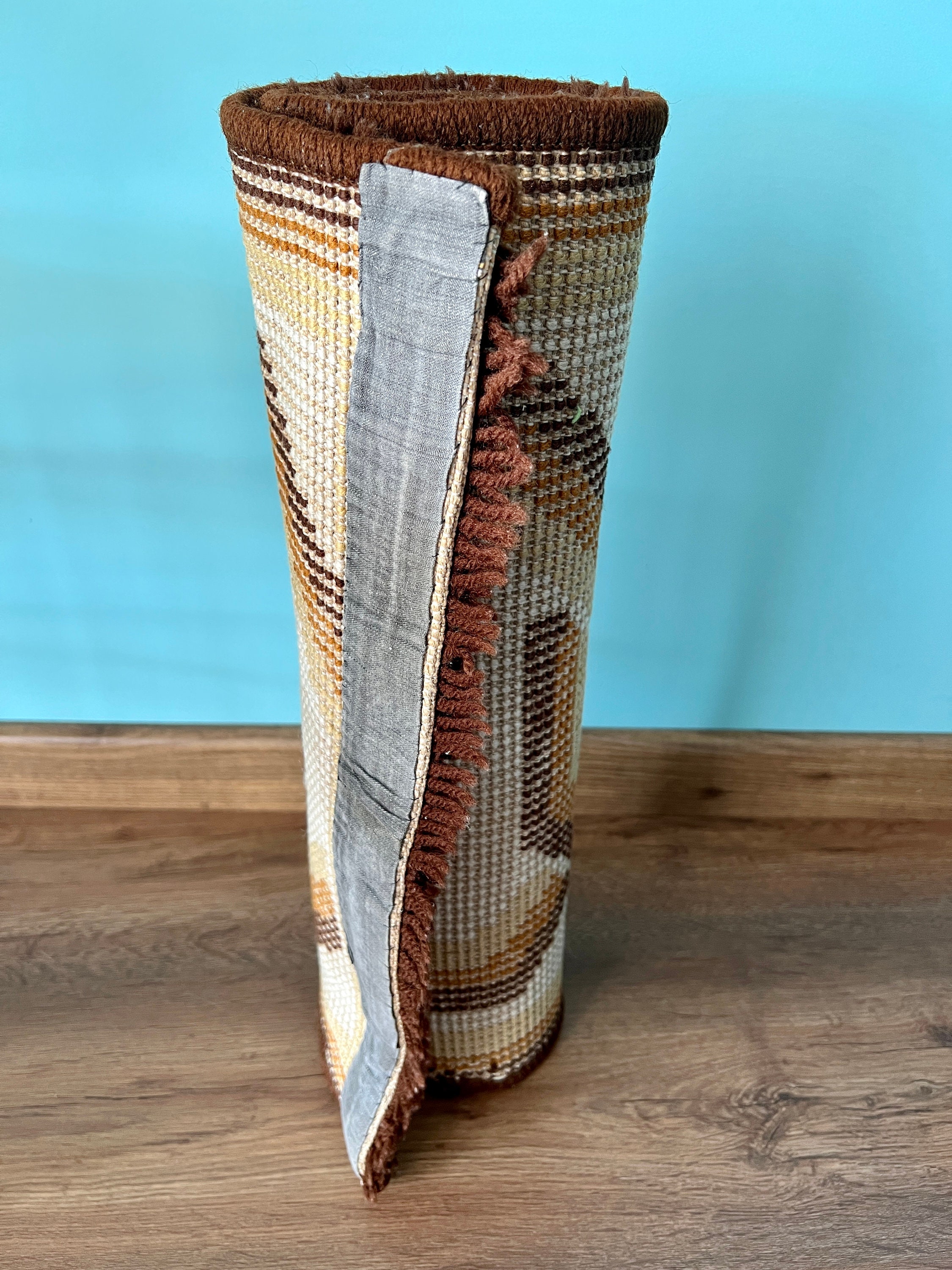 Rug From 70s Years Carpet Cotton Made With Geometrical - Etsy