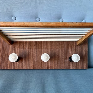 Stylish Mid Century Modern Coat Rack with Wooden Shelves - Vintage Inspired Wall Mounted Rack for Rustic Home Decor