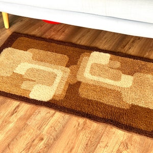 Ensemble de tapis en coton géométrique des années 1970 - décoration intérieure rétro vintage - tapis de chambre à coucher de salon colorés