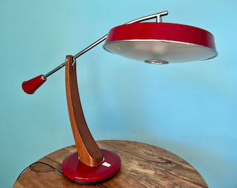 Vintage FASE President Pendulo Red Desk Lamp - 70&#39;s Iconic Spanish Industrial Design - Impeccable Condition - Retro Lighting Choice