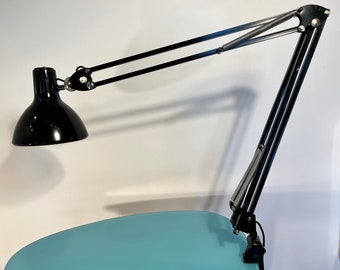 Elegant Industrial Style Architect Flexo Lamp by LupeLa | Vintage Spanish Design | Includes Brand Table Stand | Black Color | 50cm Arms |