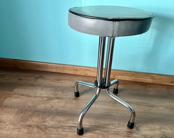 Vintage 1970s Chrome Stool or Side Table with Space Age Charm - Retro Home Decor Accent Piece