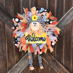 Scarecrow Wreath, Fall Wreath, Front Door Decor
