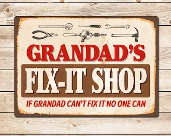 Letrero de taller de reparaciones del abuelo: decoración retro para taller de garaje, cobertizo, cumpleaños, día del padre, regalo de Navidad para el abuelo.