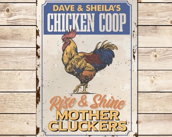 Personalised Funny Chicken Coop Sign - Custom Retro Vintage Sign Rooster Hens Christmas Birthday Gift