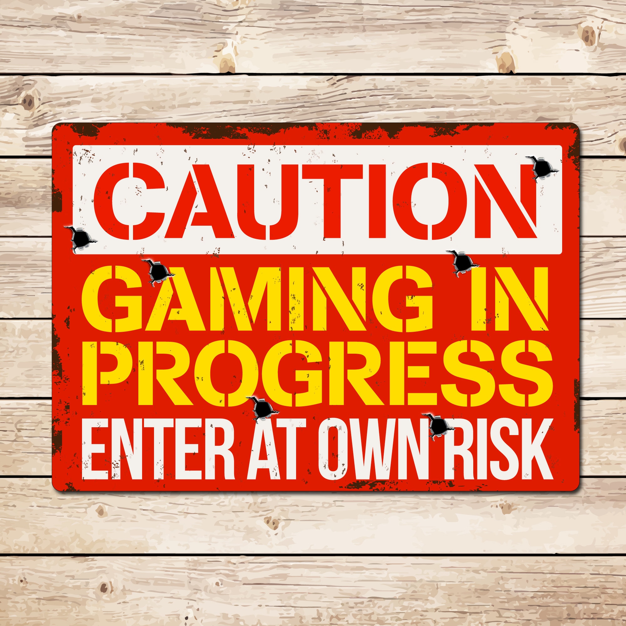 Gaming In Progress Sign Caution Gaming in Progress Metal Sign: Video Game Gift Games Room Kids ...