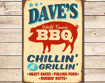Letrero personalizado para barbacoa, parrilla y descanso: regalo de maestro de parrilla, cumpleaños, día del padre, regalo de Navidad para papá, abuelo y esposo.