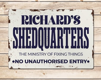 Personalised Shedquarters Shed Sign, Birthday Fathers Day Birthday Fathers Day Christmas Gift for Dad, Grandad, Husband
