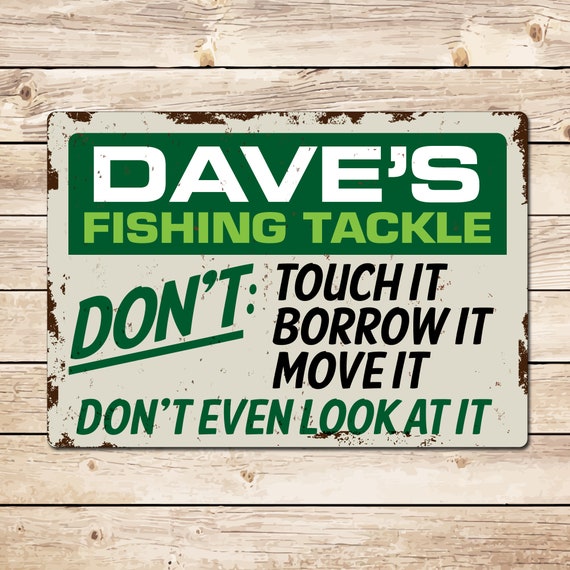 Fishing Tackle Rules Vintage Metal Personalised Sign - Fathers Day Birthday  Christmas Gift for Dad Grandad Angler Fisherman