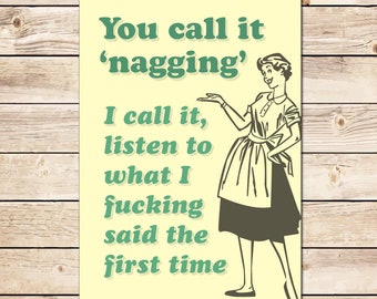 Funny 'Nagging' Retro Metal Sign - Novelty Christmas Gift for Mum