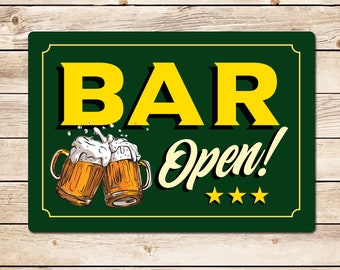 Bar Open Sign: Funny Man Cave Decor, Pub Shed Sign