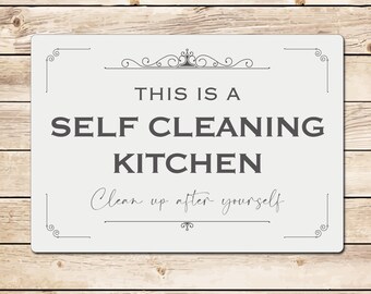 Self Cleaning Kitchen Funny Sign, Retro Vintage Kitchen Decor, Gift for Mum Nan Wife