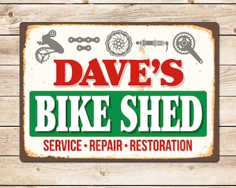 Personalised Bike Shed Sign: Mancave Garage Decor Birthday Fathers Day Christmas Gift for Dad, Grandad, Husband