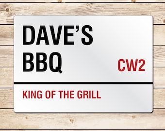 Letrero de barbacoa personalizado, placa de calle, bar, cocina al aire libre, rey de la parrilla, regalo para el Día del Padre, cumpleaños, Navidad, papá, abuelo.
