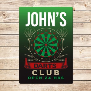 Plaque en métal personnalisée Darts Club : décor Mancave