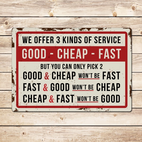 Good Cheap Fast Funny Metal Retro Sign - Man Cave Garage Shop Birthday Fathers Day Christmas Gift For Dad