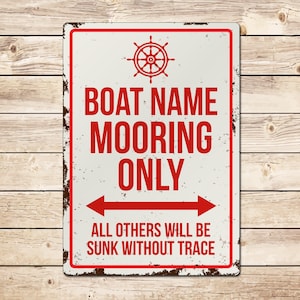 Custom Boat Mooring Sign Funny Personalised Narrowboat Fishing Sailing Boat Gift for Dad, Christmas Gift Fathers Day or Mothers Day Gift image 1