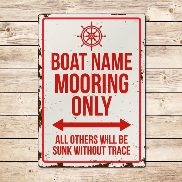 Custom Boat Mooring Sign - Funny  Personalised Narrowboat Fishing Sailing Boat Gift for Dad, Christmas Gift Fathers Day or Mothers Day Gift