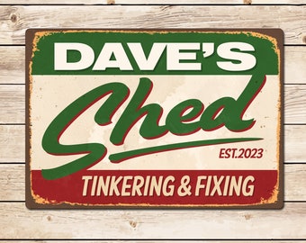Personalised Vintage Shed Sign, Birthday Fathers Day Christmas Gift for Dad, Grandad, Husband, Gift for DIY Enthusiast