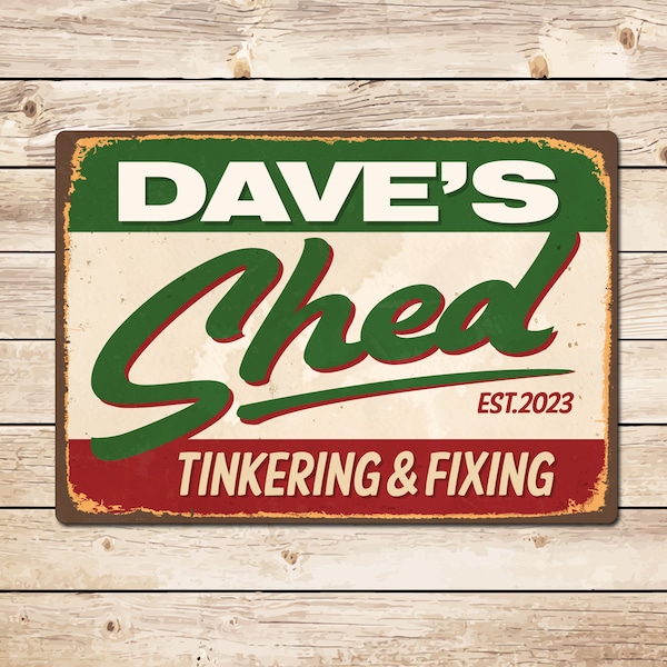 Personalised Vintage Shed Sign, Birthday Fathers Day Christmas Gift for Dad, Grandad, Husband, Gift for DIY Enthusiast