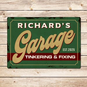 Personalised Retro Garage Sign: Classic Car Sign, Birthday Fathers Day Christmas Gift for Dad Husband, Gift for Car Enthusiast Mechanic