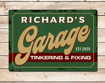 Personalised Retro Garage Sign: Classic Car Sign, Birthday Fathers Day Christmas Gift for Dad Husband, Gift for Car Enthusiast Mechanic