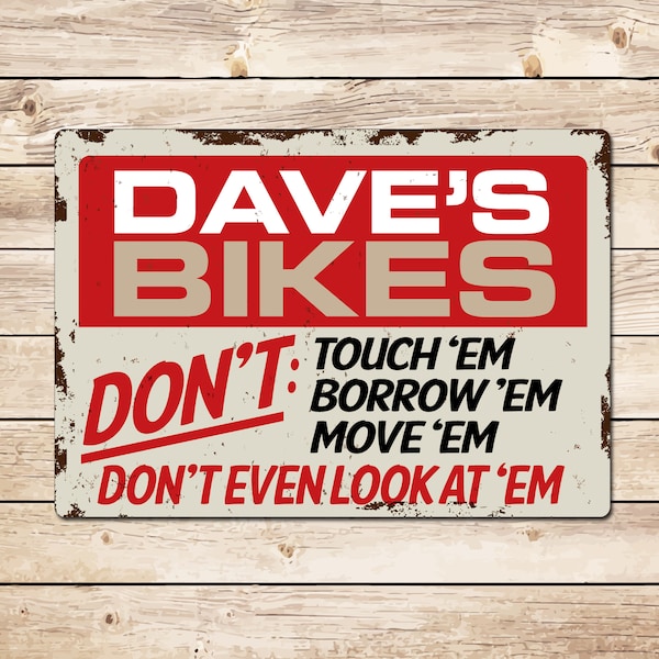 Gepersonaliseerde Bike Rules Vintage metalen bord: Mancave Garage Decor Verjaardag Vaderdag Kerstcadeau voor vader, opa, echtgenoot