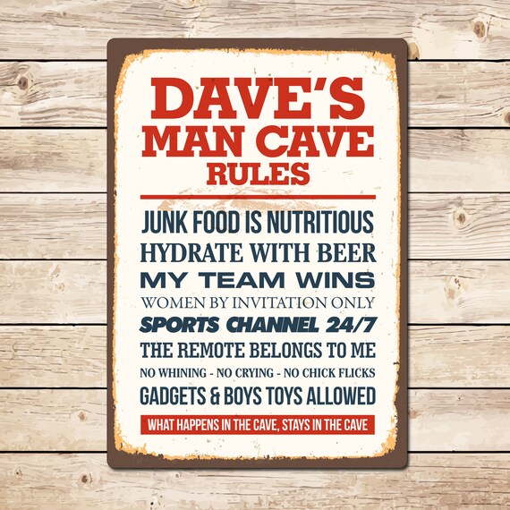 Personalised Man Cave Rules Sign Custom Metal Sign Garage Etsy UK