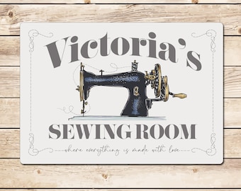 Personalized Sewing Room Sign: Handmade Metal Craft Room Decor