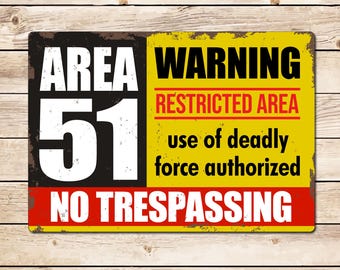 Area 51 Restricted Area Shed Sign, Retro Vintage Workshop Garage Warning Security Gift for Dad