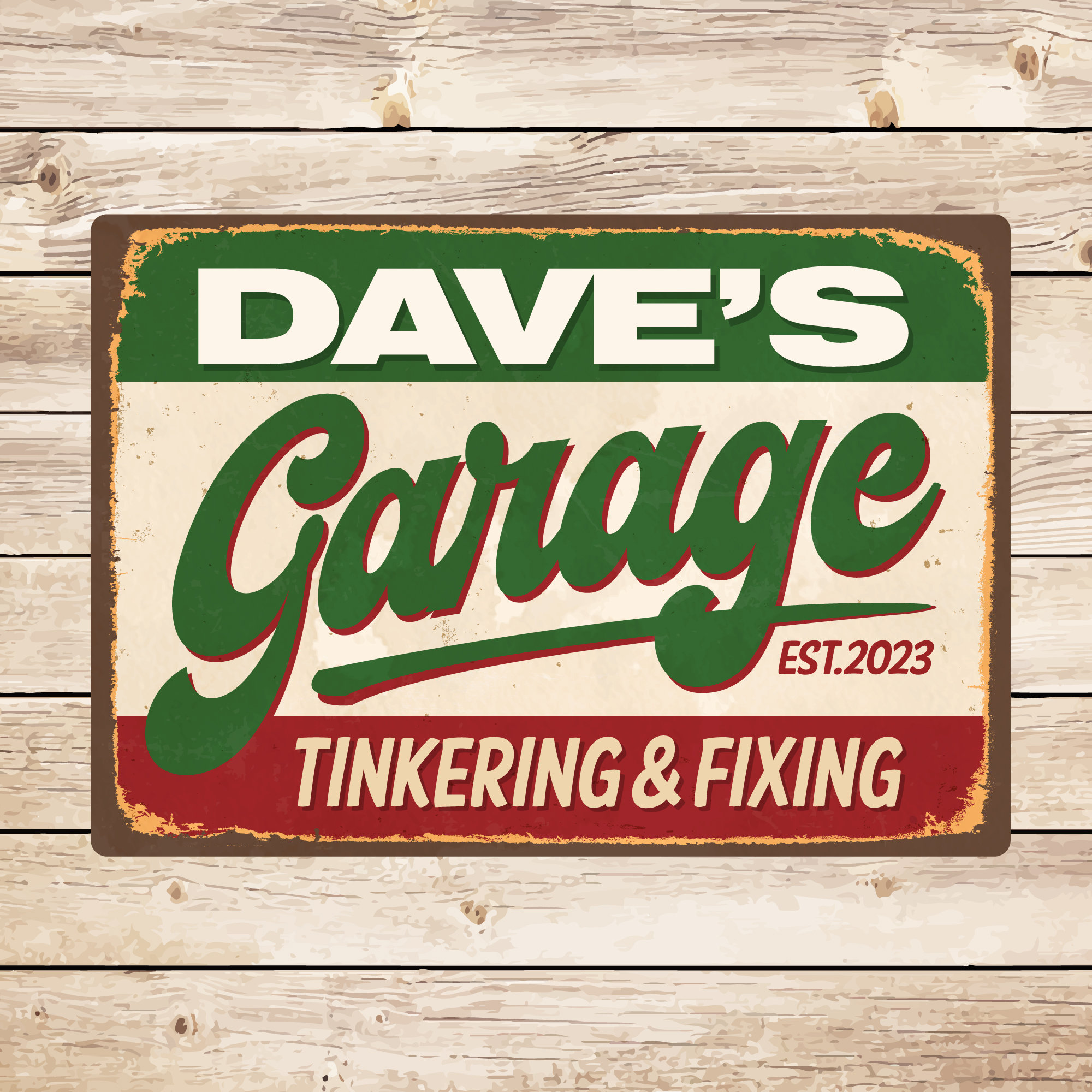 Personalised Vintage Garage Sign, Classic Car Sign, Birthday Fathers Day Christmas Gift for Dad Husband, Gift for Car Enthusiast
