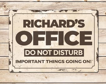 Personalised Office Sign: Metal Wall Door Decor Signage, Study Room Birthday Fathers Day Christmas Gift for Dad, Grandad, Husband