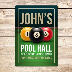 Funny Personalised Pool Sign - Mancave Billiards Pool Hall Birthday Fathers Day Christmas Gift for Dad