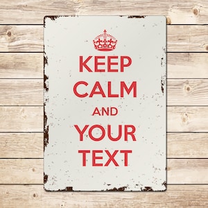 Custom &#39;Keep Calm&#39; Metal Sign: Personalized Retro Decor