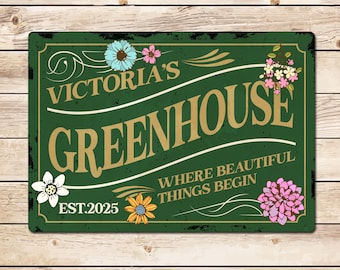 Letrero de invernadero personalizado: regalo vintage para jardineros.