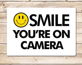 Smile You're On Camera CCTV Metal Sign - Security Waterproof Garage Parking Outdoor The Police