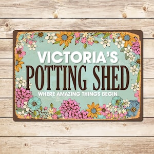 Potting Shed Garden Sign, Personalised Vintage Style Gardener Sign, Allotment Sign, Gardener gift Mum Wife