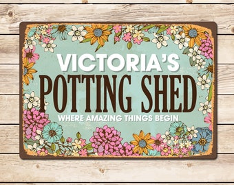 Personalized Potting Shed Sign: Vintage Style Gardener Gift