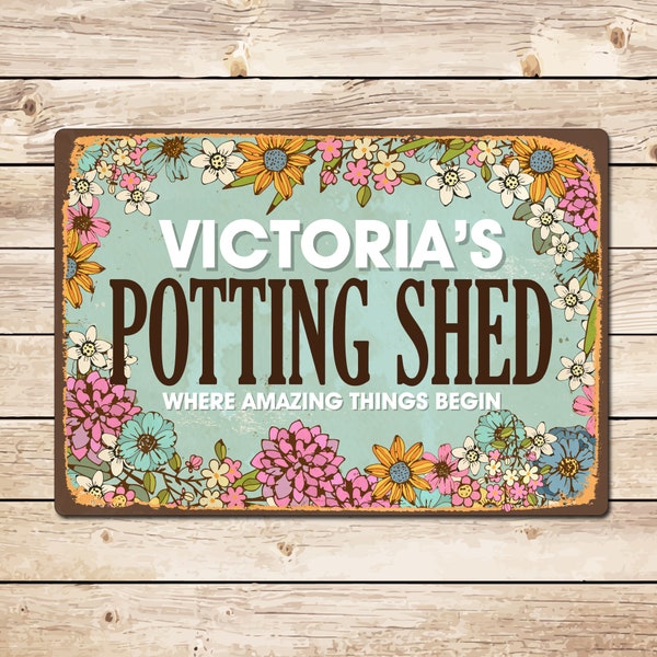 Potting Shed Garden Sign, Personalised Vintage Style Gardener Sign, Allotment Sign, Gardener gift Mum Wife