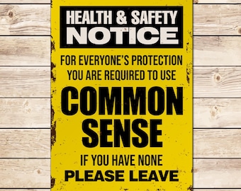 Funny "Common Sense" Metal Sign: Home Bar, Man Cave Decor Birthday Fathers Day Christmas Gift for Dad, Grandad, Husband