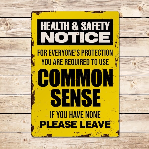 Funny "Common Sense" Metal Sign: Home Bar, Man Cave Decor Birthday Fathers Day Christmas Gift for Dad, Grandad, Husband