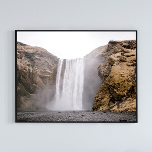 Iceland Waterfall Wall Art Travel Print Nordic Modern Minimalist Landscape Photography Instant Digital Download